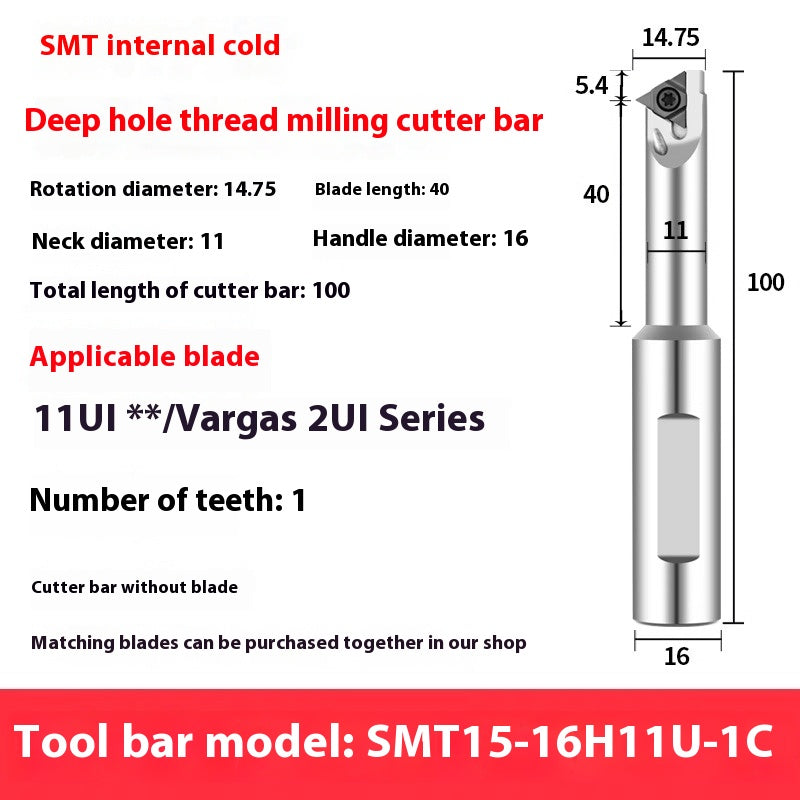 6036 SMT Deep Hole Thread Milling Toolholder Machining Center Single Thread Internal Coolant Milling Tool U-Thread Toolholder 11UI 16UI Shandong Denso Pricision Tools Co.,Ltd.